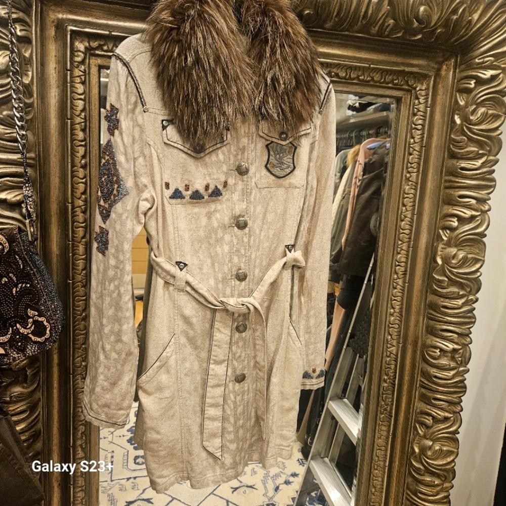 Double D Ranch Cream Jacket with Fur Collar